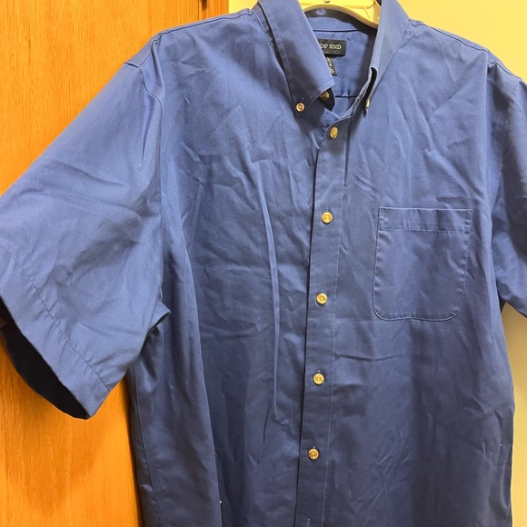 Lands' End Men's Classic Blue Button Down Shirt - Picture 3 of 4